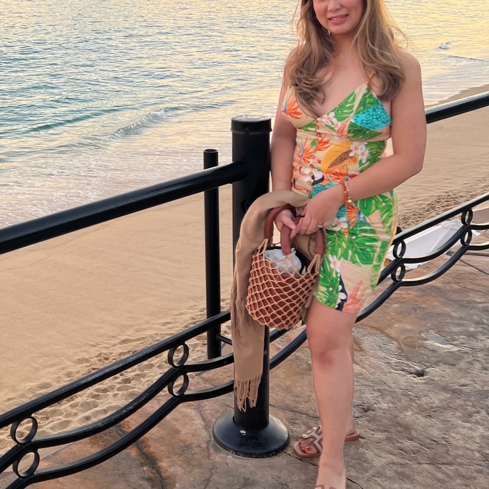 Farm rio tropical linen toucan mini dress